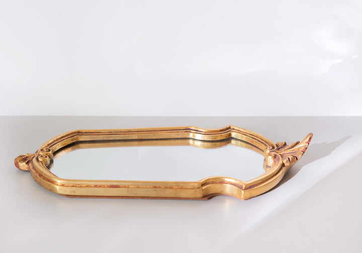 Vintage Gilt Wall Mirror With Crest - Ornate Rococo Style