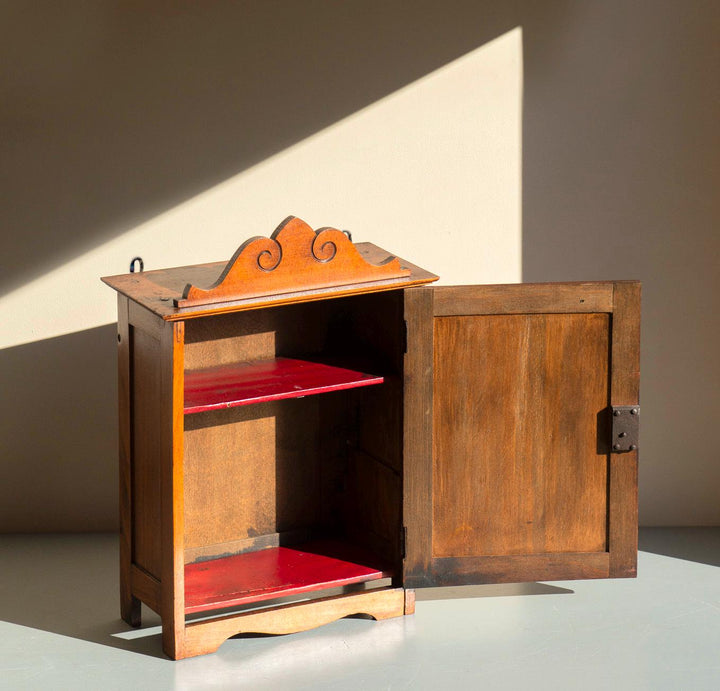 Antique Oak Victorian Medicine Cabinet with Lock