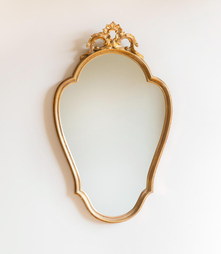 Vintage Belgian Deknudt Scalloped Gold Wall Mirror