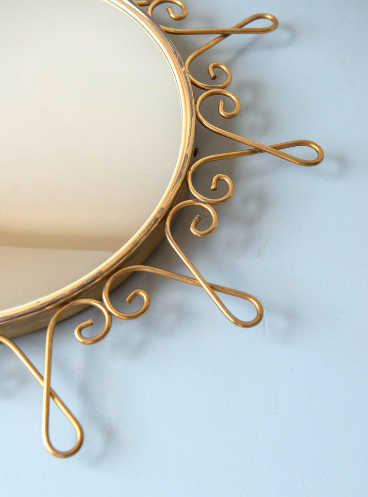 Vintage Belgian Convex Sunburst Mirror - Deknudt