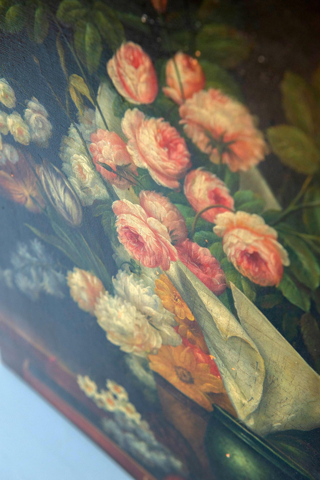 Antique Dutch Still Life Flower Painting on Canvas, 1900s