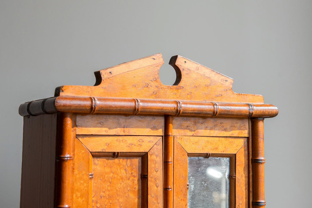 Antique French Faux Bamboo Wall Cabinet - 1920s