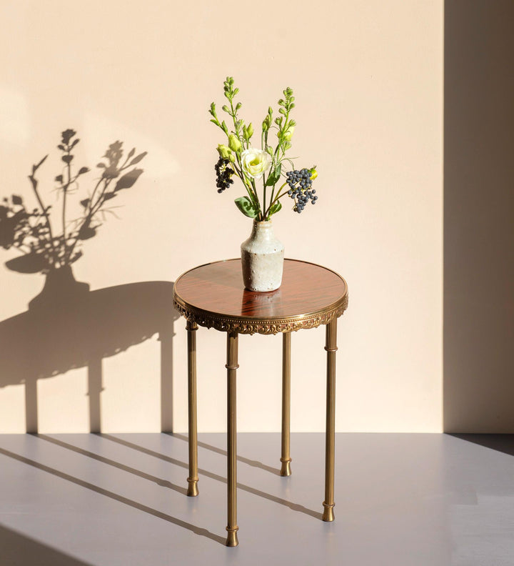 Brass Round Side Table - Hollywood Regency Plant Stand