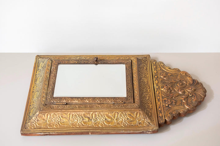 Antique French Brass Vanity Mirror Cabinet