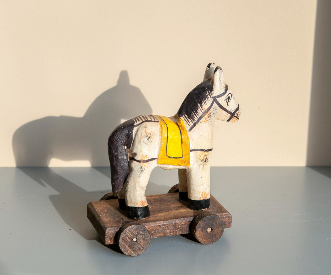 Pair of Vintage Indian Wooden Folk Art Horses