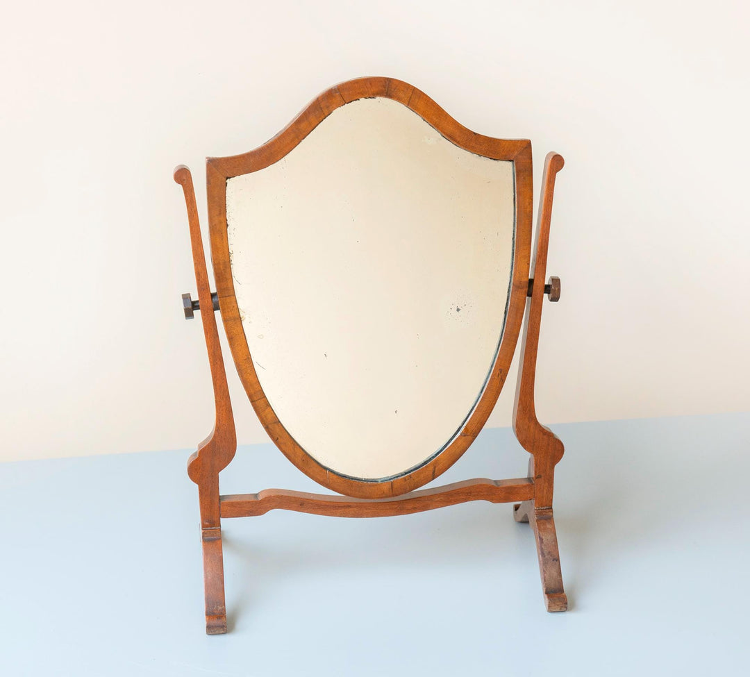 Antique Shield Mirror - English Mahogany Table Mirror