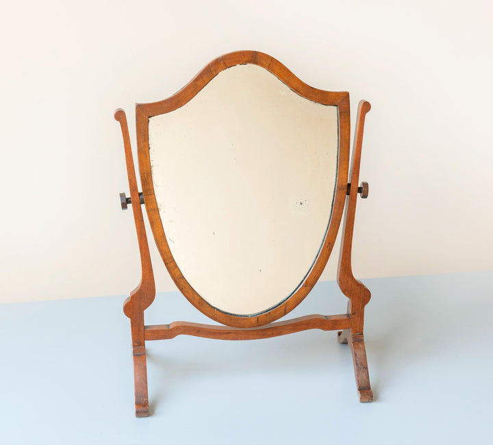 Antique Shield Mirror - English Mahogany Table Mirror
