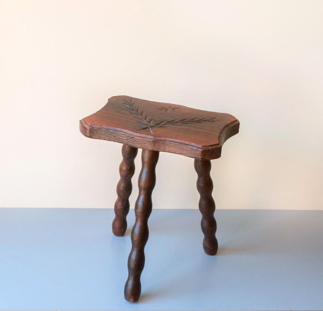 Antique Rustic French Bobbin Stool