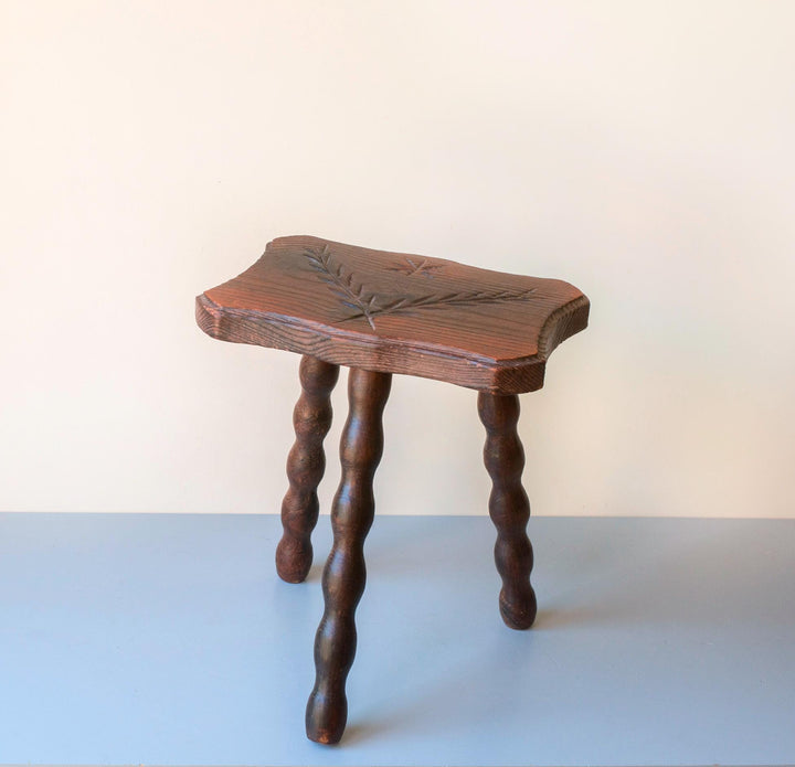 Antique Rustic French Bobbin Stool
