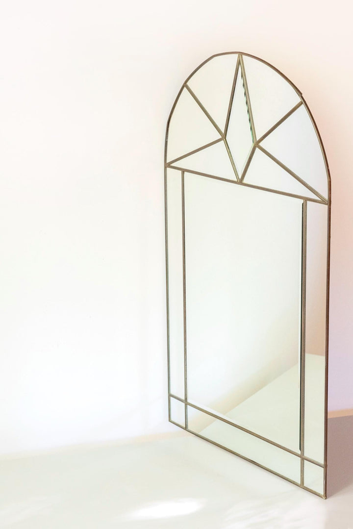 Vintage Art Deco Revival Brass Wall Mirror
