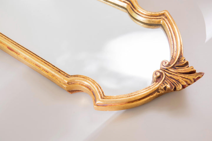 Vintage Gilt Wall Mirror With Crest - Ornate Rococo Style