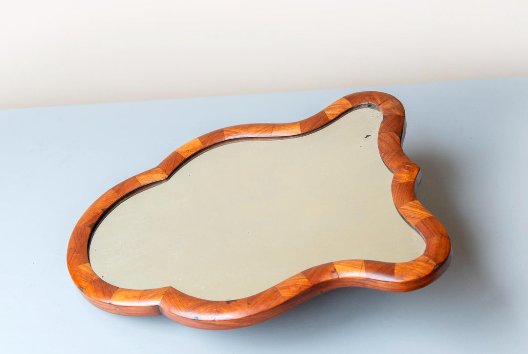Antique Biedermeier Walnut Table Mirror - 19th Century