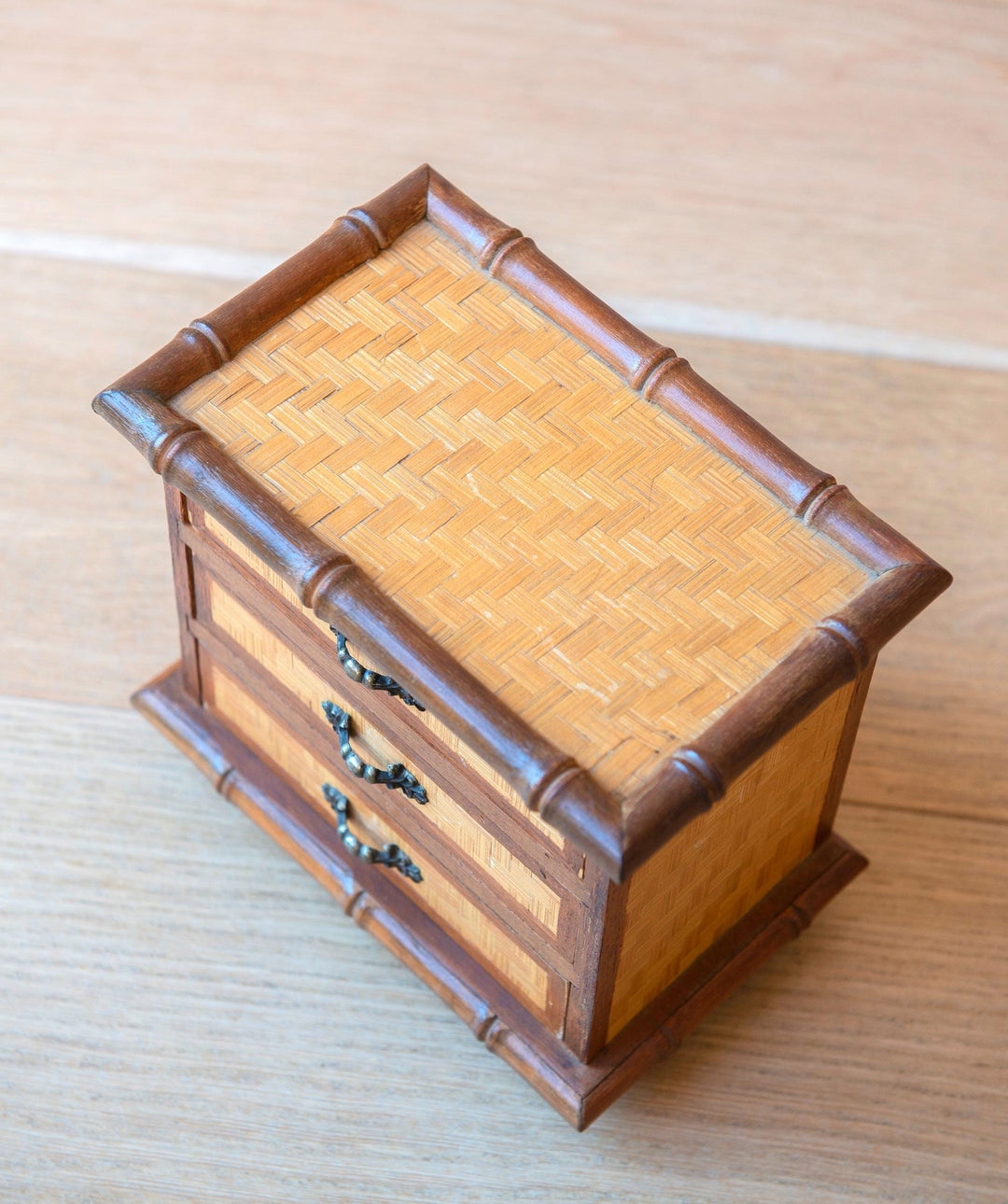 Vintage French Faux Bamboo Jewelry Chest