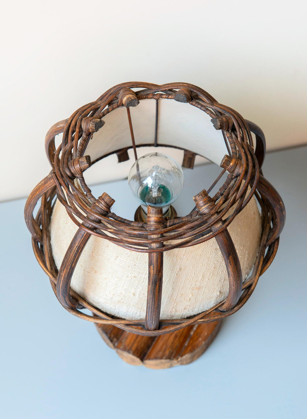 Vintage Bamboo Table Lamp by Louis Sognot, 1950s