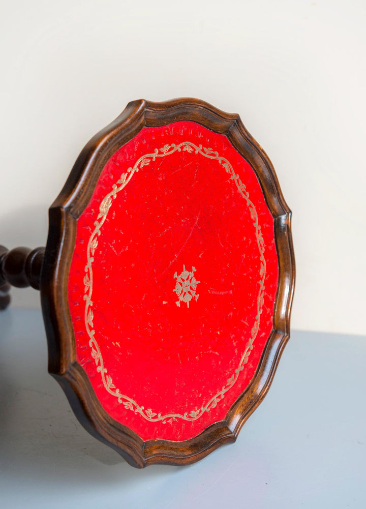 Antique Leather Top Wine Table
