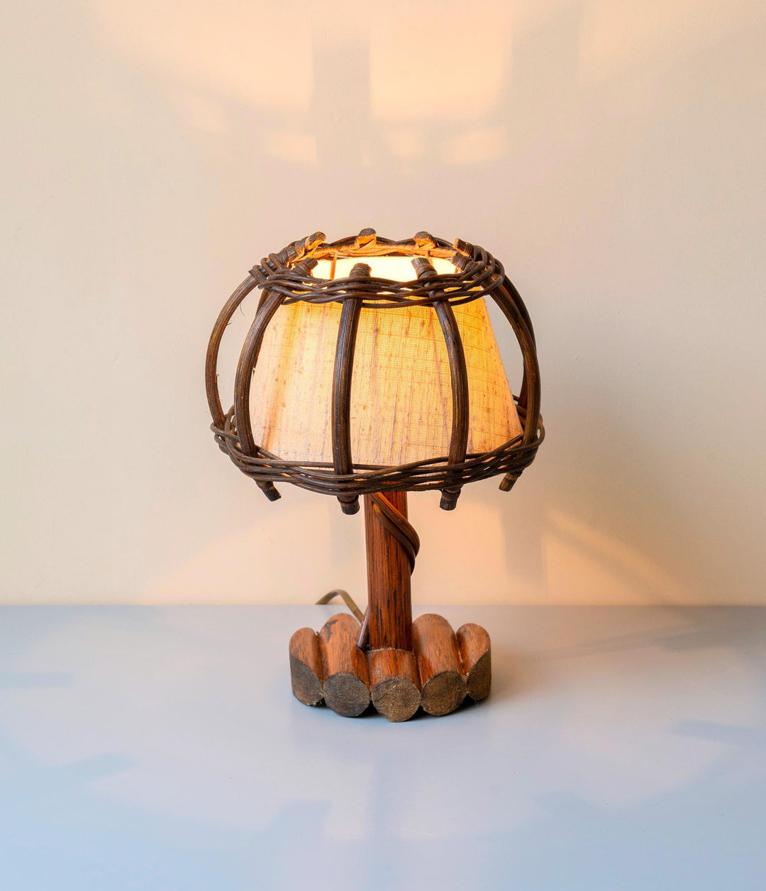 Vintage Bamboo Table Lamp by Louis Sognot, 1950s