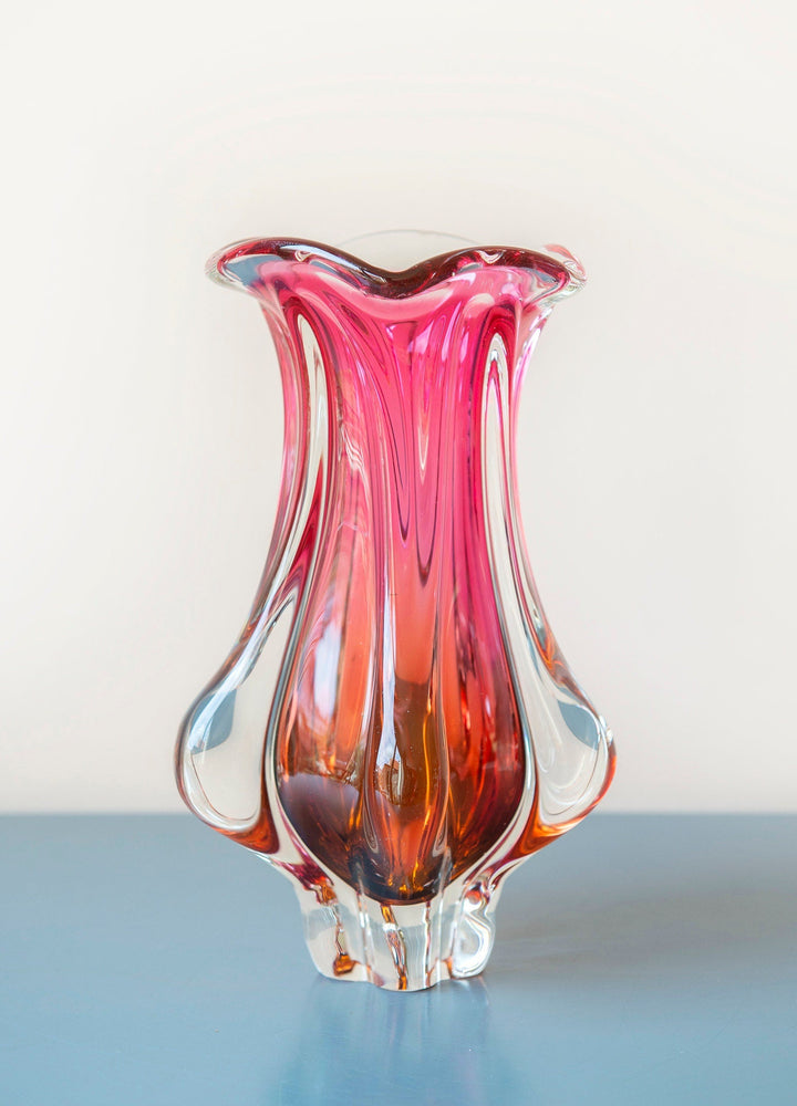 Vintage Josef Hospodka Pink Art Glass Vase