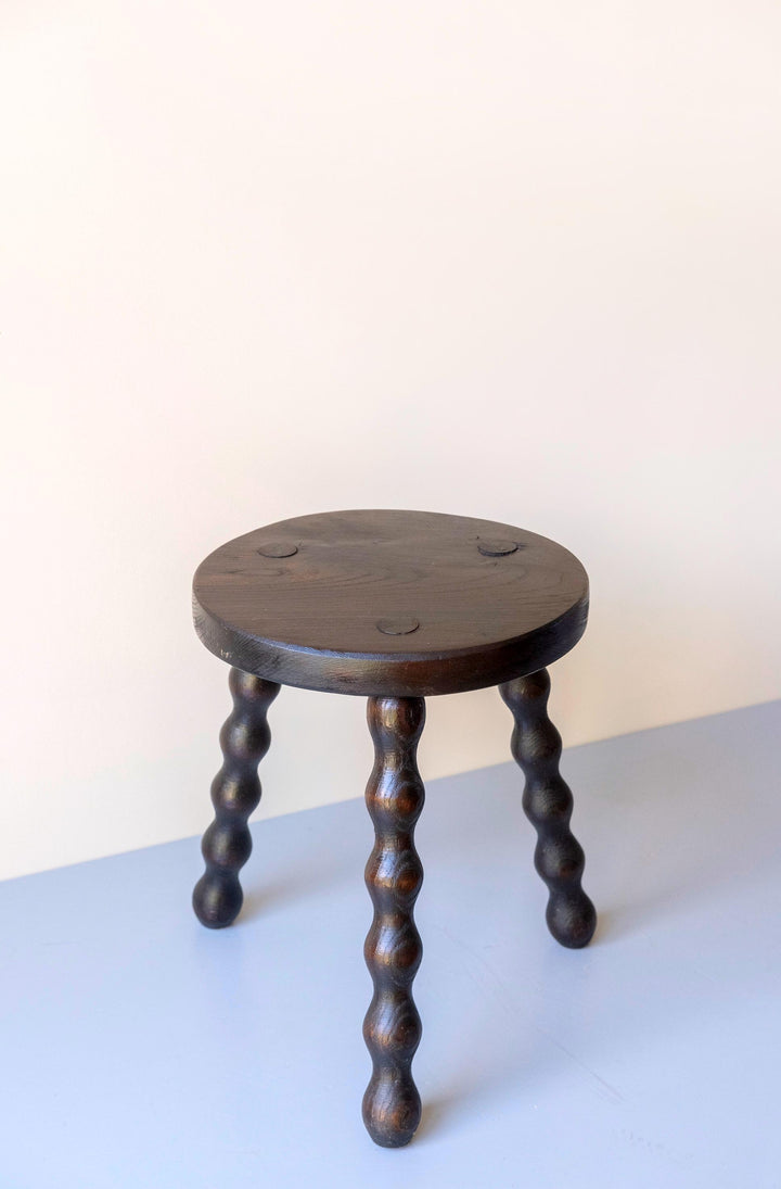 Antique Bobbin Milking Stool - Handcrafted Oak Plant Stand