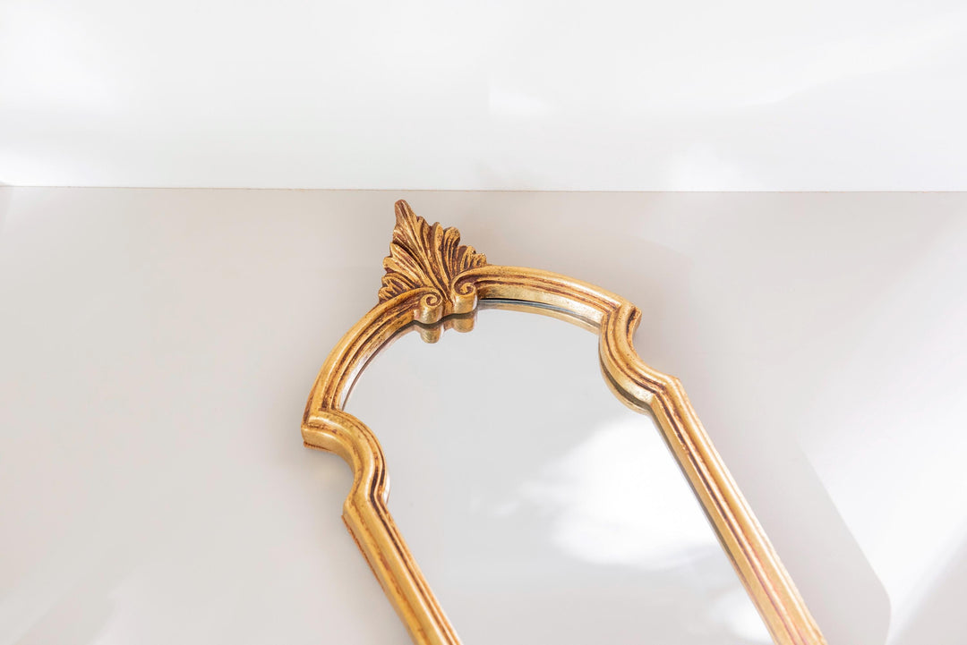 Vintage Gilt Wall Mirror With Crest - Ornate Rococo Style