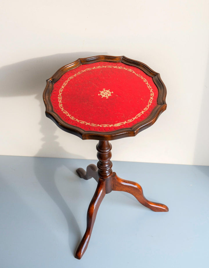 Antique Leather Top Wine Table