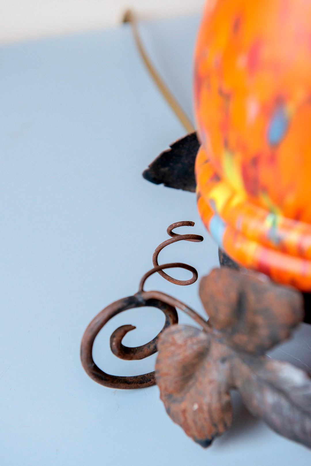 Antique Art Nouveau Wrought Iron Table Lamp