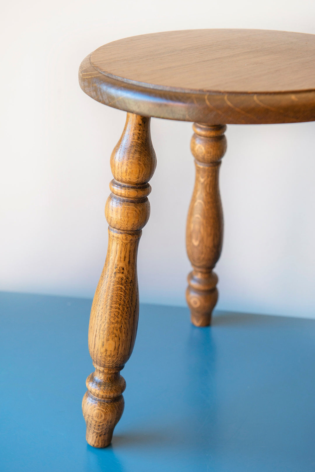 Antique Oak Stool with Turned Legs