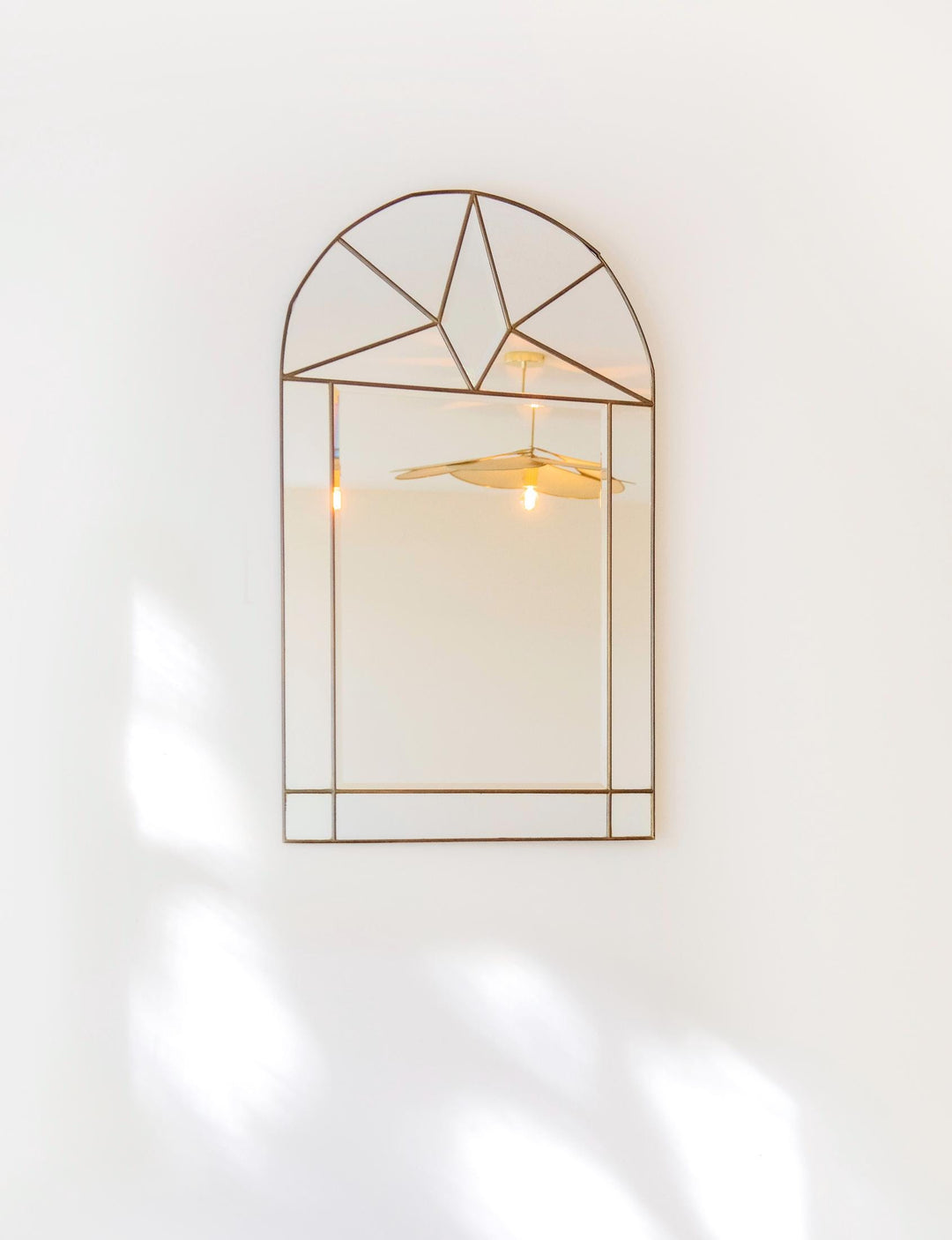 Vintage Art Deco Revival Brass Wall Mirror
