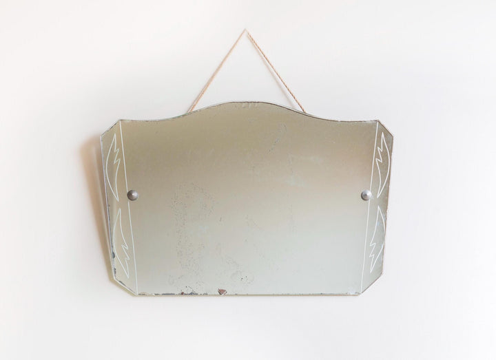 Antique Art Deco Frameless Beveled Wall Mirror