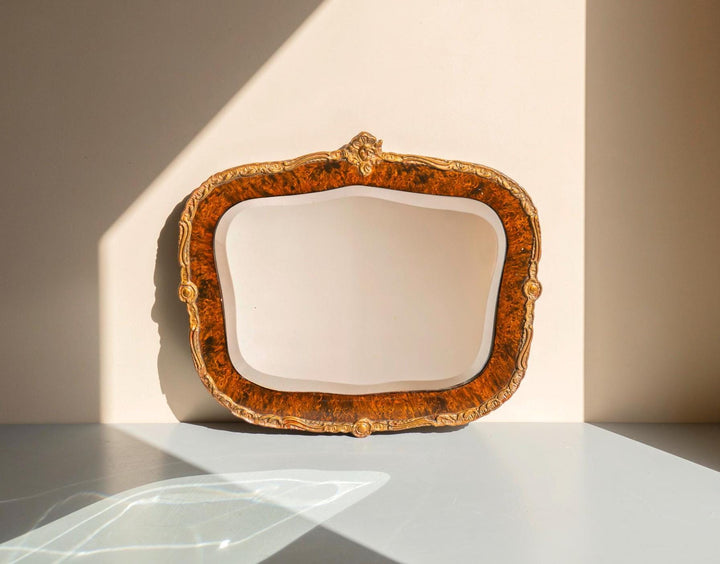 Vintage Faux Tortoiseshell Wall Mirror - French Louis XV Style