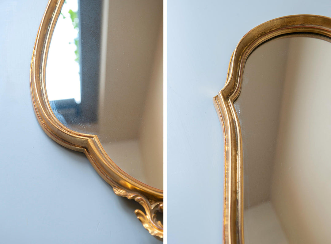 Vintage Belgian Deknudt Scalloped Gold Wall Mirror