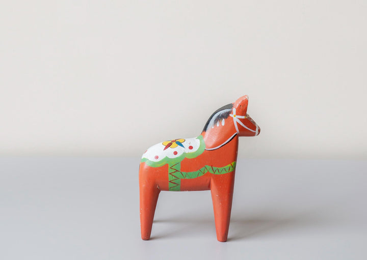 Vintage Swedish Red Dala Horse Statue – 1970s