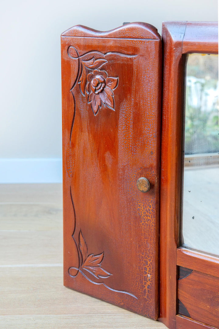 Antique French Medicine Cabinet with Mirror – Art Nouveau Style