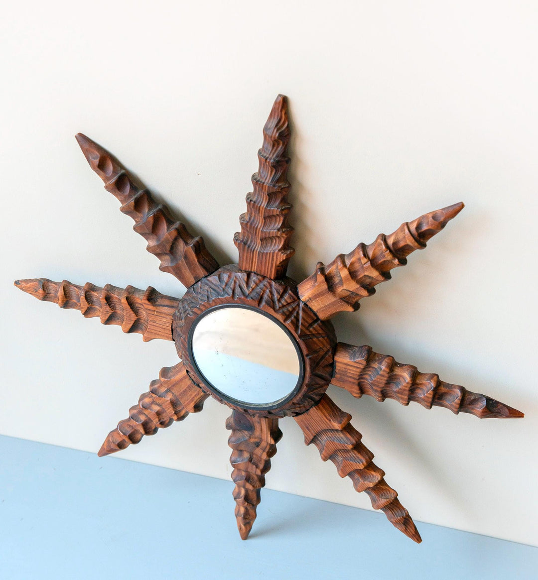 Vintage Spanish Carved Sunburst Mirror, 1960s