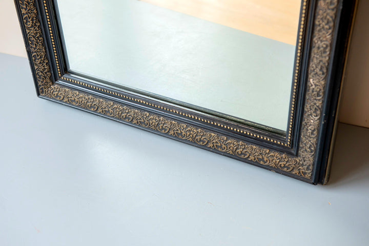 Antique French Black & Gold Louis Philippe Arch Mirror