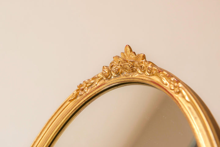 Vintage Deknudt Oval Mirror - Gilt Wood Floral Crest