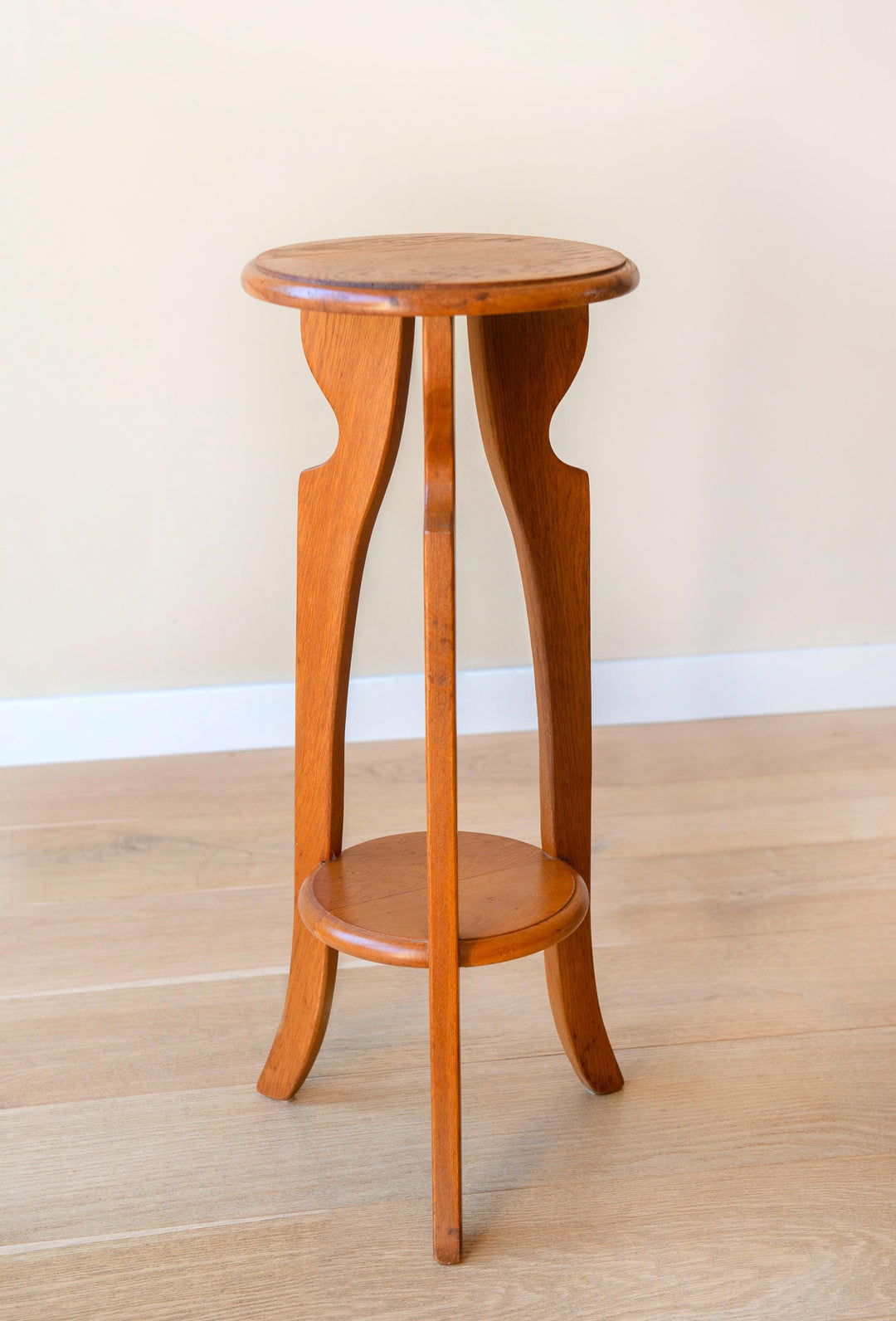 Vintage Art Deco Plant Stand - Round Wooden Etagere