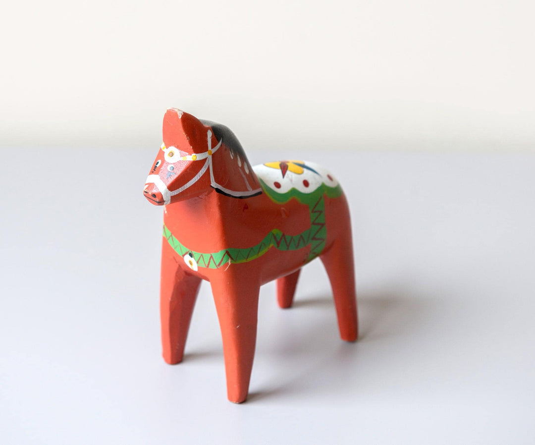 Vintage Swedish Red Dala Horse Statue – 1970s