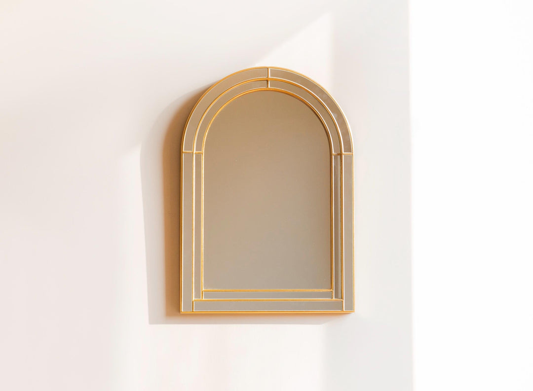 Vintage Deknudt Wall Mirror - Gold Arched Frame