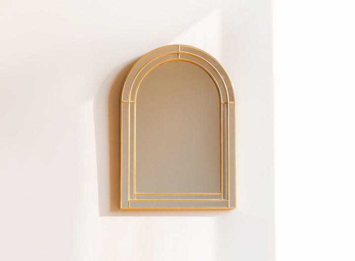 Vintage Deknudt Wall Mirror - Gold Arched Frame