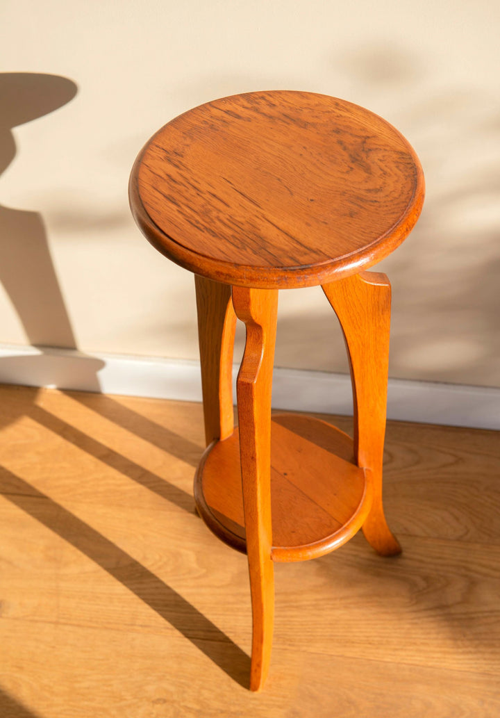 Vintage Art Deco Plant Stand - Round Wooden Etagere
