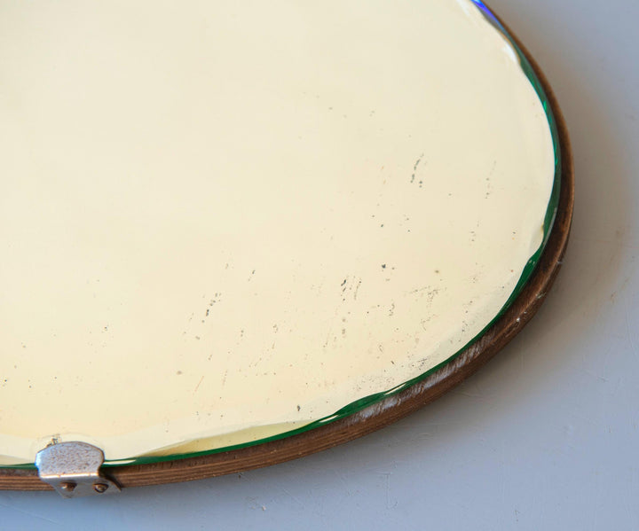 Oval Art Deco Frameless Mirror - Facet Cut Glass