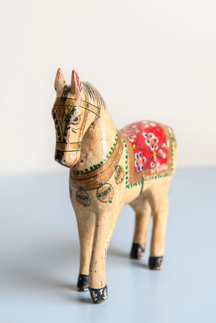 Small Antique Indian Rajasthani Wooden Wedding Horse