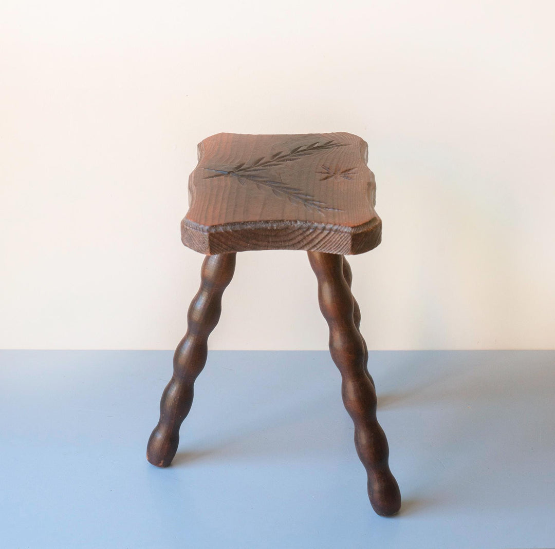 Antique Rustic French Bobbin Stool