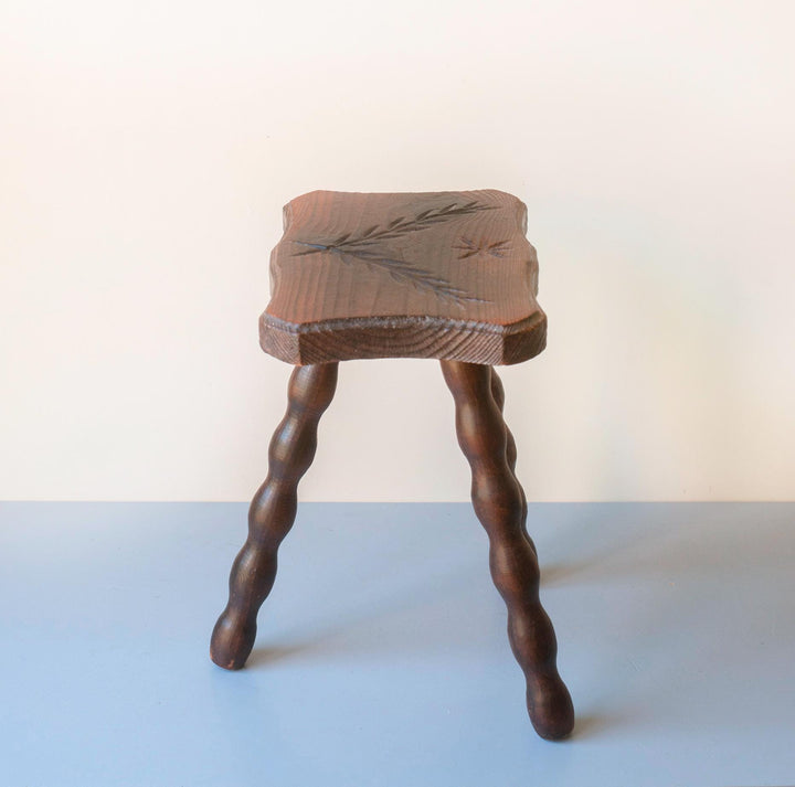 Antique Rustic French Bobbin Stool