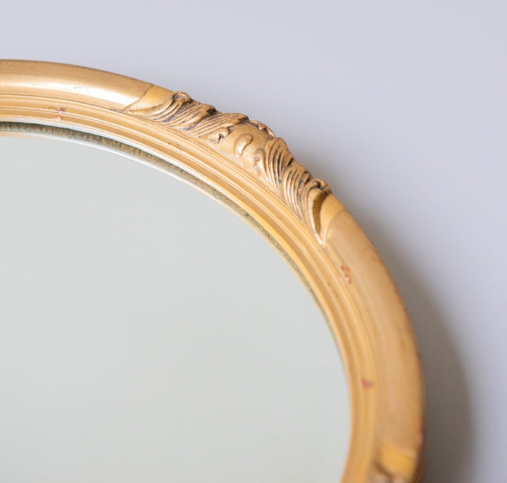 Vintage Belgian Oval Gold Wall Mirror – 1960s
