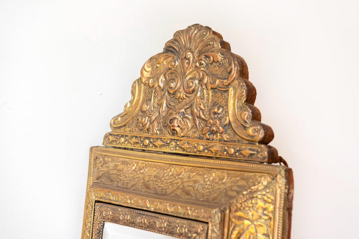 Antique French Brass Vanity Mirror Cabinet