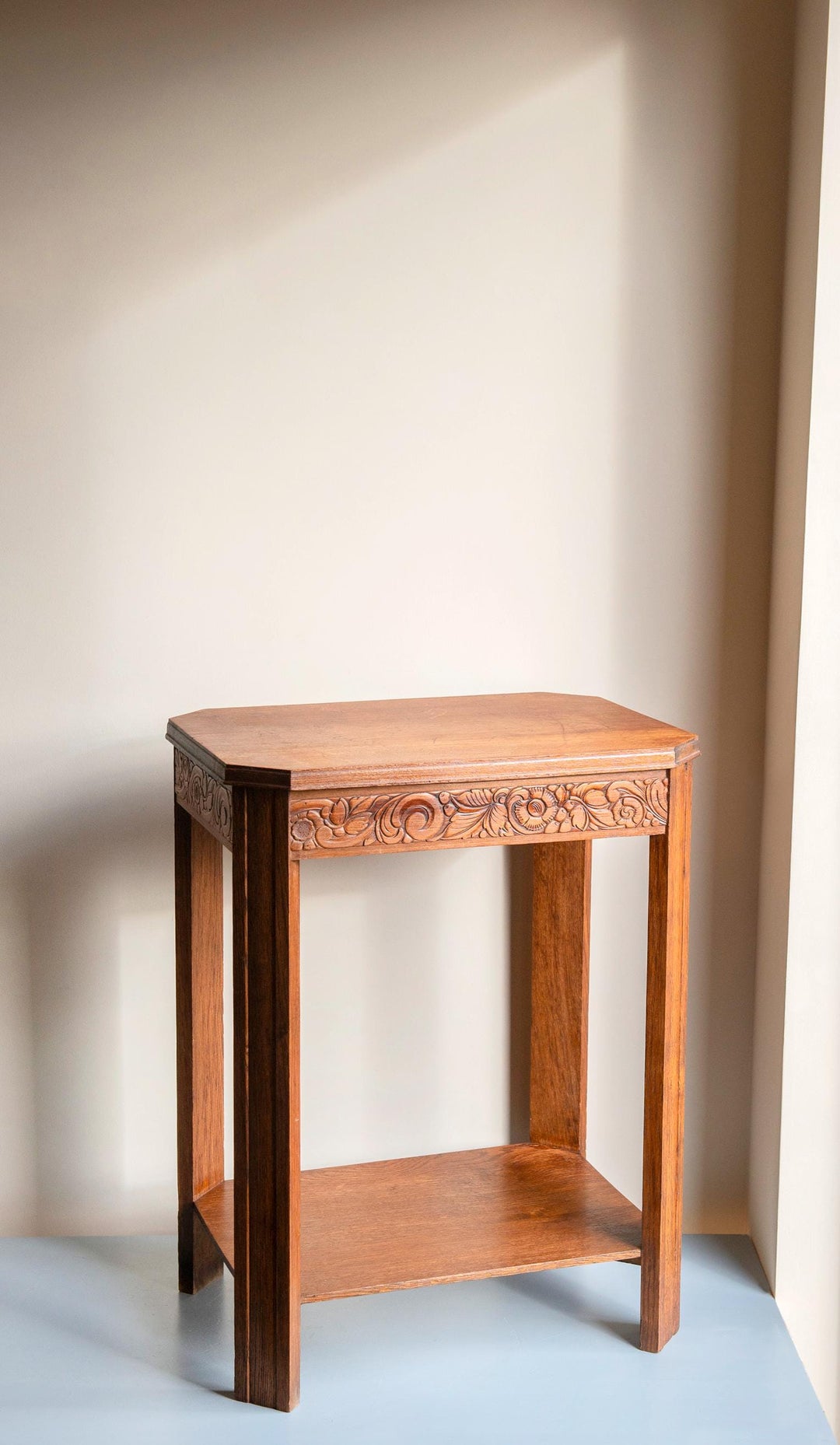Art Deco Oak Side Table with Drawer