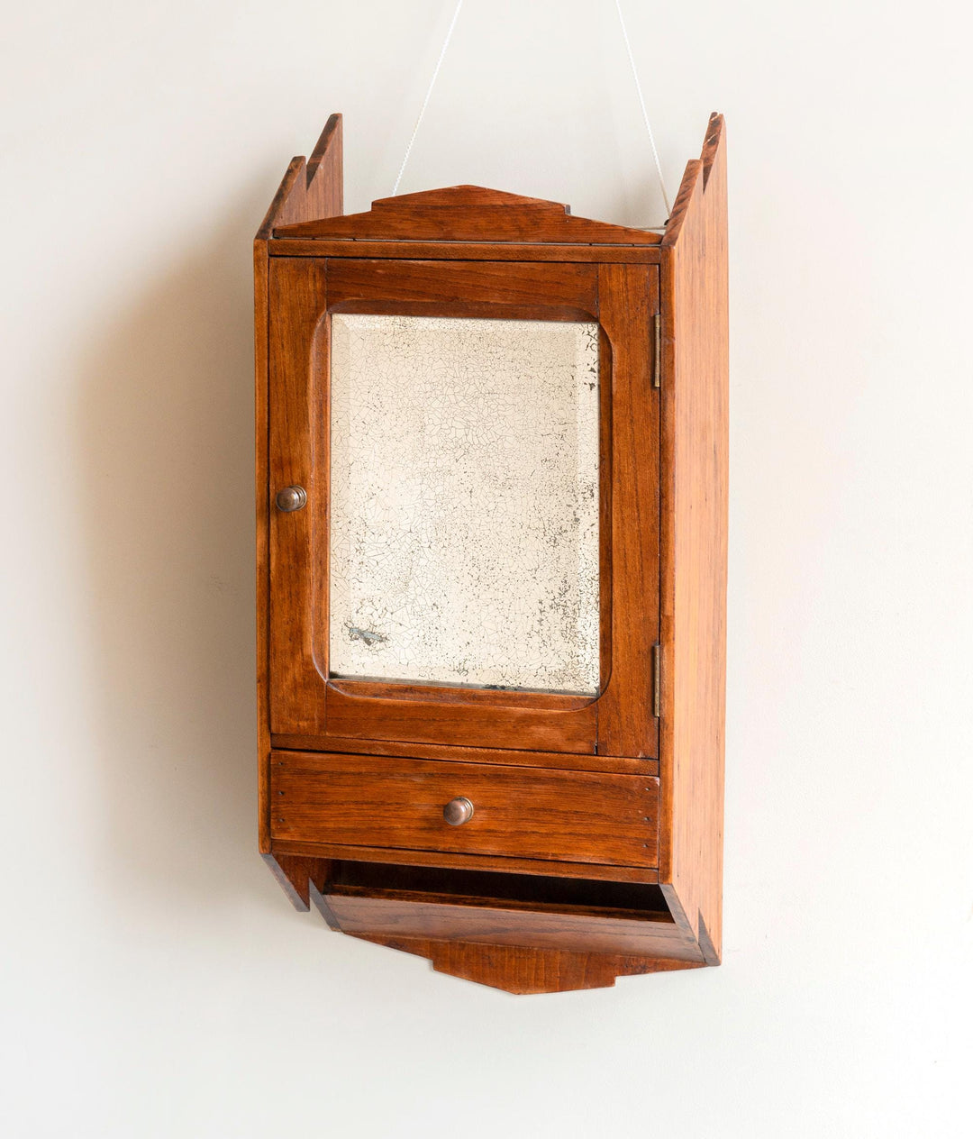 Antique French Wall Cabinet With Foxed Mirror