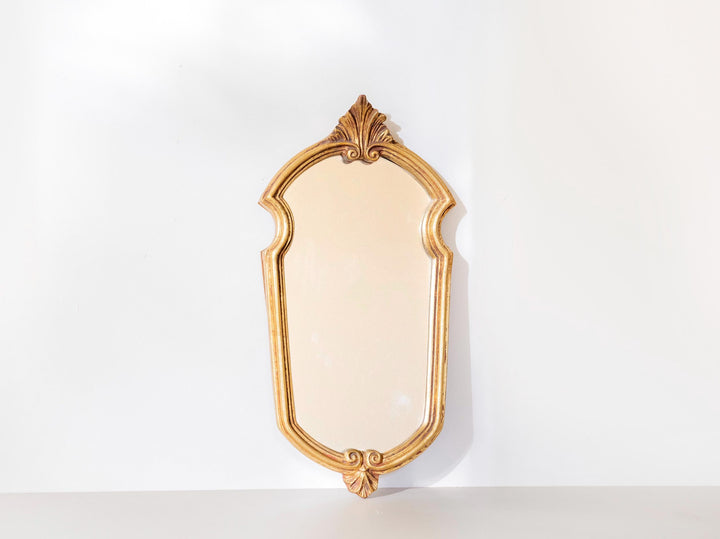 Vintage Gilt Wall Mirror With Crest - Ornate Rococo Style