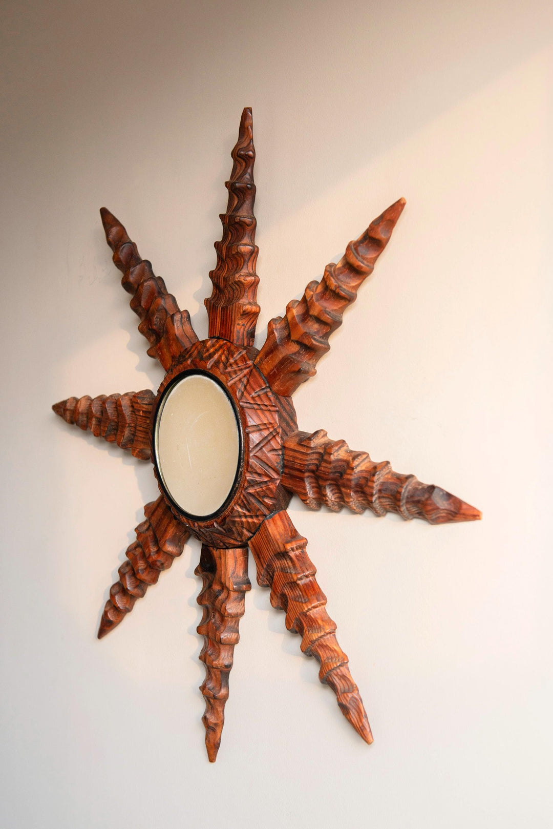 Vintage Spanish Carved Sunburst Mirror, 1960s